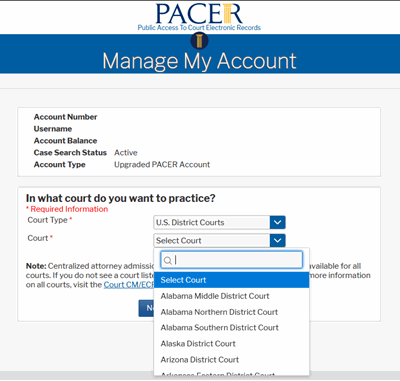 PACER Screenshot PACER Screenshot